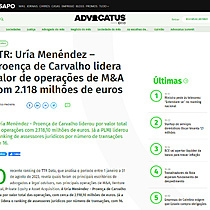 TTR: Uría Menéndez – Proença de Carvalho lidera valor de operações de M&A com 2.118 milhões de euros